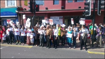 Opposing the closure of the children's heart unit at Glenfield hospital, photo by Steve Score