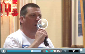 Mark Holloway, former Remploy shop steward, peaking at the NSSN lobby of the TUC