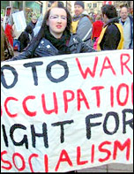 Lincoln Socialist Party protests against war and occupation, photo by Lincoln Socialist Party 