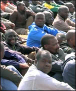 Striking South African miners Striking South African miners