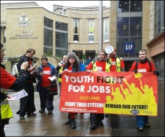 Scotland YFJ marching through Glasgow, October 2012, photo YFJ Scotland Scotland YFJ marching through Glasgow, October 2012, photo YFJ Scotland