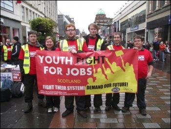 Scotland YFJ marchers  reach Glasgow, October 2012, photo YFJ Scotland