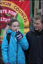 Speaking at the rally, photo Becky Davies Speaking at the rally, photo Becky Davies