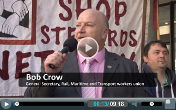 Bob Crow addresses NSSN lobby of TUC general council meeting