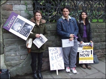 Bristol university workers on strike in October 2013