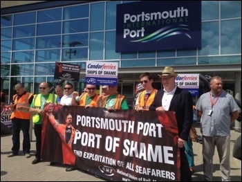 Protest against Condor Ferries, Portsmouth, July 2014, photo by Nick Chaffey