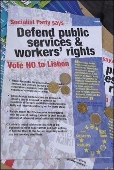 Socialist Party leaflet campaigning for the no vote in Ireland in 2008, photo Paul Mattsson