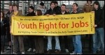 Campaigners against youth unemployment from all over Wales converged on the Welsh Assembly on Wednesday to highlight the scourge of youth unemployment in Wales. , photo Sarah Mayo