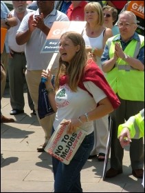 Swansea GMB workers protest against cuts and privatisation in Wales, photo Swansea Socialist Party