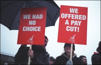 British Airways cabin crew on the picket line, photo Paul Mattsson