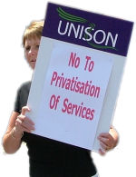 No to privatisation of services. Swansea Unison workers protest against cuts and privatisation in Wales , photo Socialist Party Wales