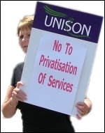 No to privatisation of services. Swansea Unison workers protest against cuts and privatisation in Wales , photo Socialist Party Wales No to privatisation of services. Swansea Unison workers protest against cuts and privatisation in Wales , photo Socialist Party Wales