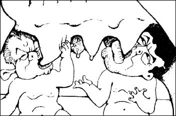 Brown and Blair: extracted from cartoon by Alan Hardman Brown and Blair: extracted from cartoon by Alan Hardman