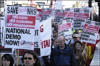 Socialist Party members on NHS demonstration in 2006, photo Paul Mattsson