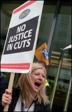 PCS prominent on the recent anti-cuts demonstrations, photo Paul Mattsson
