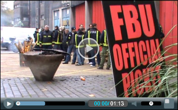 Fire Brigades Union (FBU) in Poplar, London, on strike Fire Brigades Union (FBU) in Poplar, London, on strike