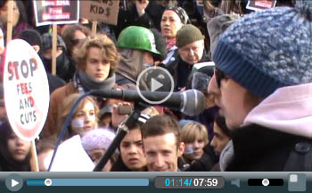 Ian Pattison addresses 9 December Day X student demo against fee rises
