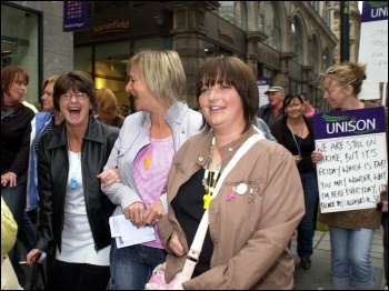 Social care workers on strike in Scotland, photo Duncan Brown