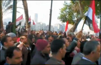Celebrations in Egypt at the fall of Murabak, screen shot from Al Jazeera Celebrations in Egypt at the fall of Murabak, screen shot from Al Jazeera