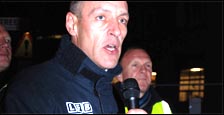 Ian Leahair, Fire Brigades Union (FBU) executive council member for London, on picket line , photo by Suzanne Beishon Ian Leahair, Fire Brigades Union (FBU) executive council member for London, on picket line , photo by Suzanne Beishon