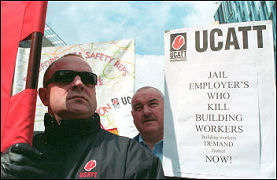 Ucatt members demonstrate against deaths on building sites