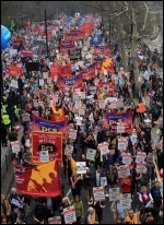Half-million strong TUC demo, central London, 26 March 2011, against the government's cuts, photo Senan Half-million strong TUC demo, central London, 26 March 2011, against the government's cuts, photo Senan