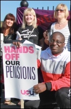 30 June pensions strike; Loindon demo, photo Senan