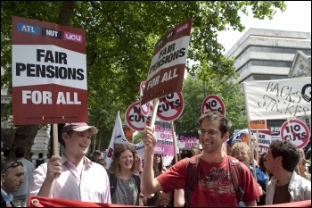 30 June coordinated strike action by the PCS civil service union and NUT, ATL and UCU teaching unions, photo Paul Mattsson