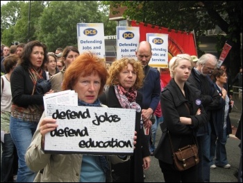 Manchester: 30 June coordinated strike action by the PCS civil service union and NUT, ATL and UCU teaching unions, photo Hugh Caffrey Manchester: 30 June coordinated strike action by the PCS civil service union and NUT, ATL and UCU teaching unions, photo Hugh Caffrey