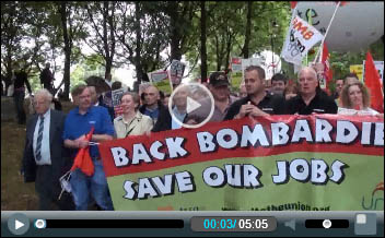 Bombardier march in Derby against job losses: Renationalise Bombardier to save jobs Bombardier march in Derby against job losses: Renationalise Bombardier to save jobs