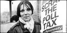 Defeating prime minister Margaret Thatcher's hated poll tax 1990, Militant placard, photo by Dave Sinclair Defeating prime minister Margaret Thatcher's hated poll tax 1990, Militant placard, photo by Dave Sinclair