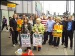 Support demo for NUJ strikers at South Yorkshire Newspapers, 6.8.11, photo Alistair Tice