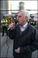 John McDonnell MP addresses the protest, photo Paul Mattsson John McDonnell MP addresses the protest, photo Paul Mattsson