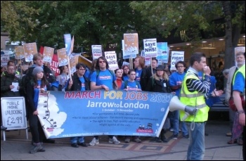 Youth Fight for Jobs Jarrow marchers arrive in Coventry, photo by Lenny Shail Youth Fight for Jobs Jarrow marchers arrive in Coventry, photo by Lenny Shail