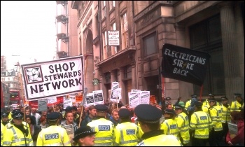 Construction workers' demonstration 9 November 2011, London, photo Neil Cafferky