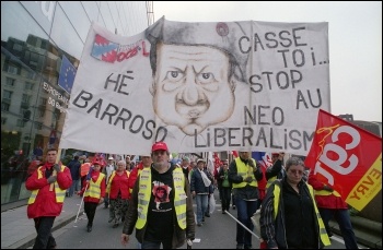 Workers from European countries protest against the European Union neoliberalism and austerity cuts, photo Paul Mattsson