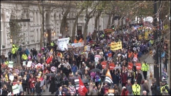 Tens of thousands on the London demonstration during the 30 November public sector general strike, photo by Socialist Party Tens of thousands on the London demonstration during the 30 November public sector general strike, photo by Socialist Party