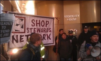 On the picket line at Balfour Beaty London HQ, photo Neil Cafferky