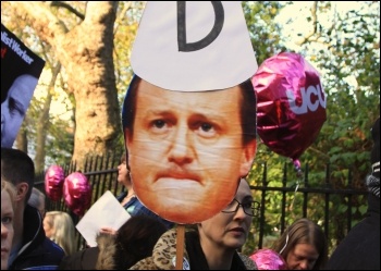 Cameron dunce, placard on the N30 30 November public sector strike, photo by Paul Mattsson