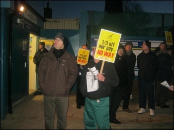 Construction workers' protest at Spie Matthew Hall site, Liverpool John Moores university, 14.12.11, photo by John Marston