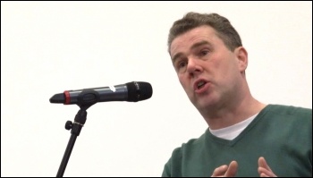 Mark Serwotka, PCS General Secretary, speaking at the PCS Left Unity, photo by  Socialist Party