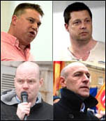 TUSC candidates Alex Gordon, President, RMT, Joe Simpson, Assistent general secretary, POA, steve Hedley, RMT London region secretary, and , photo by Paul Mattsson