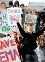 Student demonstrations 24 November 2010 against tuition fees rises and the abolition of the EMA, photo by Senan Student demonstrations 24 November 2010 against tuition fees rises and the abolition of the EMA, photo by Senan