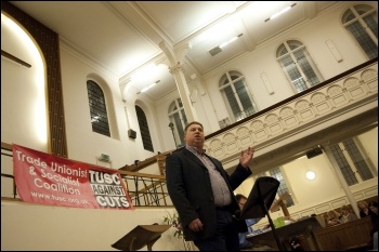 RMT president Alex Gordon speaking at the London election launch rally for TUSC on 21.3.12, photo by Socialist Party RMT president Alex Gordon speaking at the London election launch rally for TUSC on 21.3.12, photo by Socialist Party