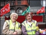 Striking Churchill cleaners on Tyne and Wear Metro, photo Elaine Brunskill