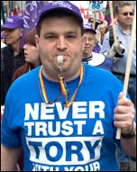 TUC protest outside Tory Party conference , photo Paul Mattsson TUC protest outside Tory Party conference , photo Paul Mattsson