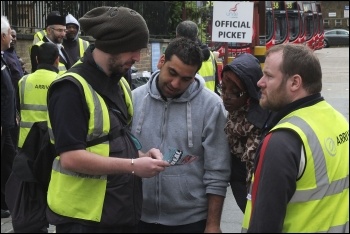 Hackney bus workers took part in the 22 June 2012 London-wide bus strike , photo Paul Mattsson Hackney bus workers took part in the 22 June 2012 London-wide bus strike , photo Paul Mattsson
