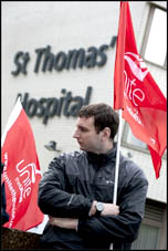 Unite members at St Thomas' Hospital on strike 10 May 2012 as part of the nationwide strike of workers in the public sector against attacks on pensions, photo Paul Mattsson Unite members at St Thomas' Hospital on strike 10 May 2012 as part of the nationwide strike of workers in the public sector against attacks on pensions, photo Paul Mattsson