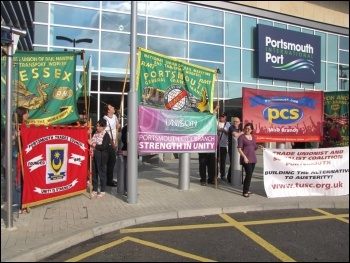 RMT demo against low pay at Condor Ferries, 21.7.12, photo Daz Procter