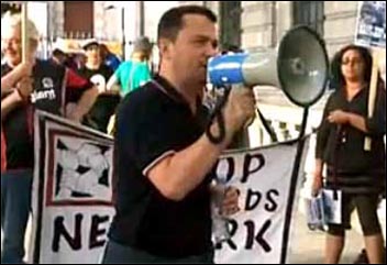 Rob Williams, chair National Shop Stewards Network, speaking at the protest outside the South African embassy, photo by Iain Dalton Rob Williams, chair National Shop Stewards Network, speaking at the protest outside the South African embassy, photo by Iain Dalton